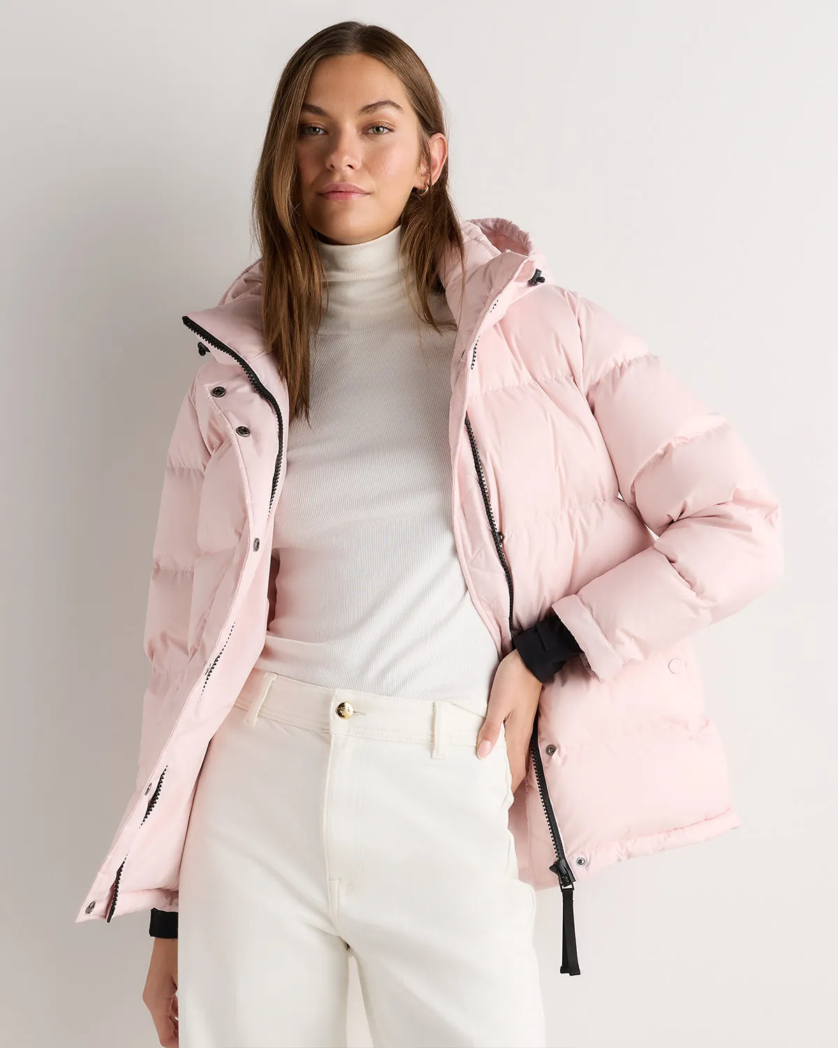 Quince Responsible Down Puffer Jacket in Fondant Pink