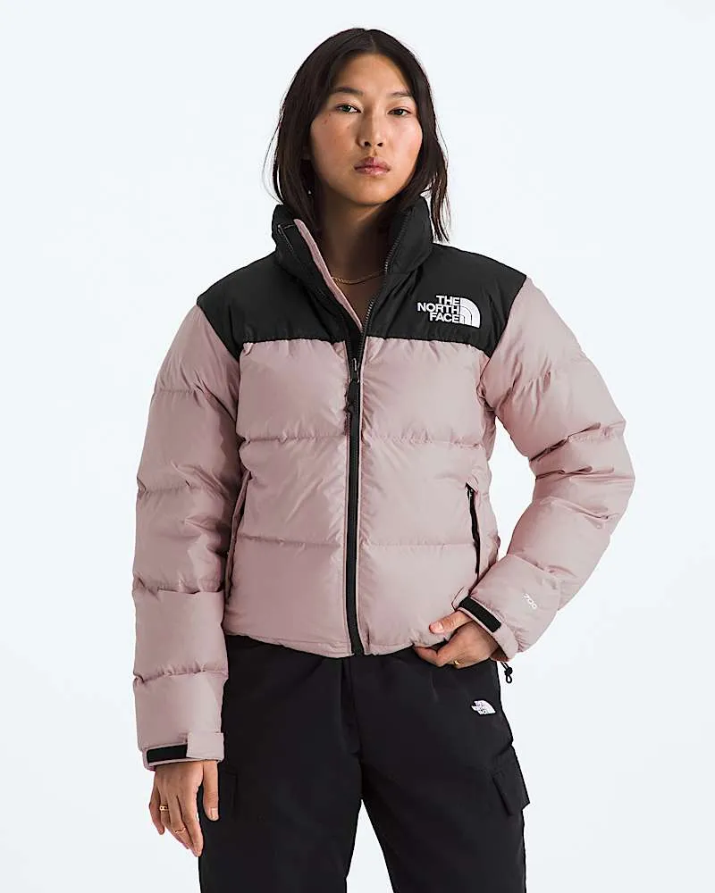The North Face 1996 Retro Nuptse Jacket in Metal Pink and TNF Black